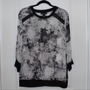 Lane Bryant black and white floral top
